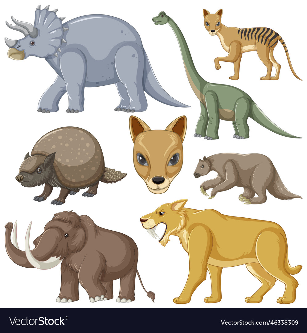 Collection of extinct animals Royalty Free Vector Image