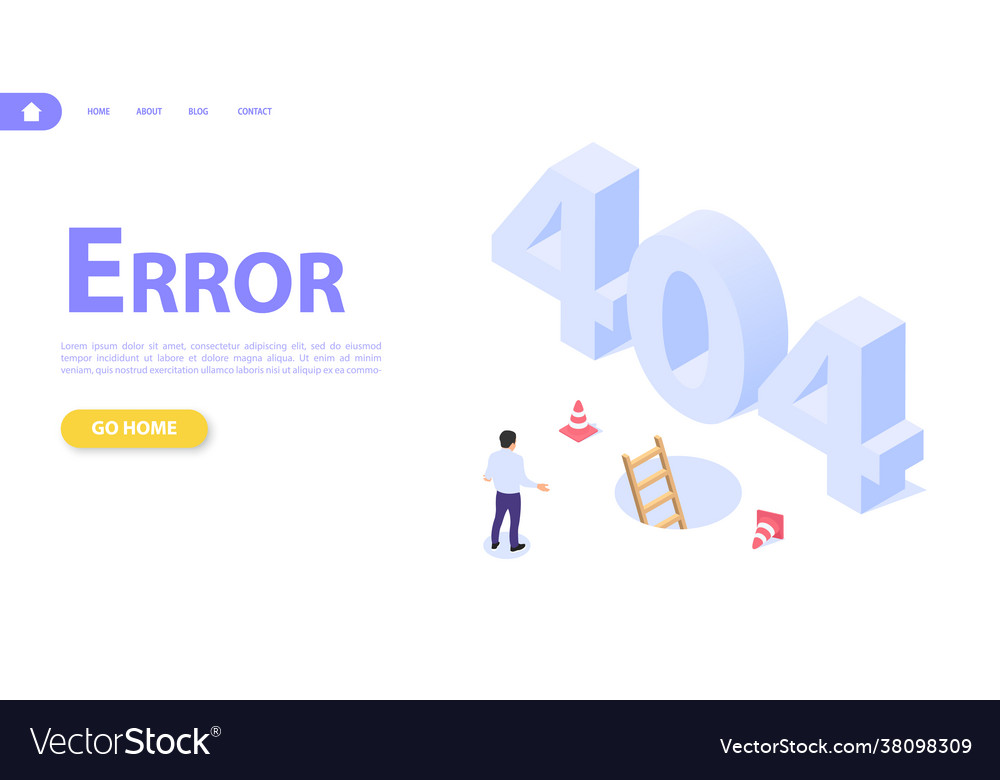 Concept a web page with an error 404 Vector Image Concept a web page with an error 404