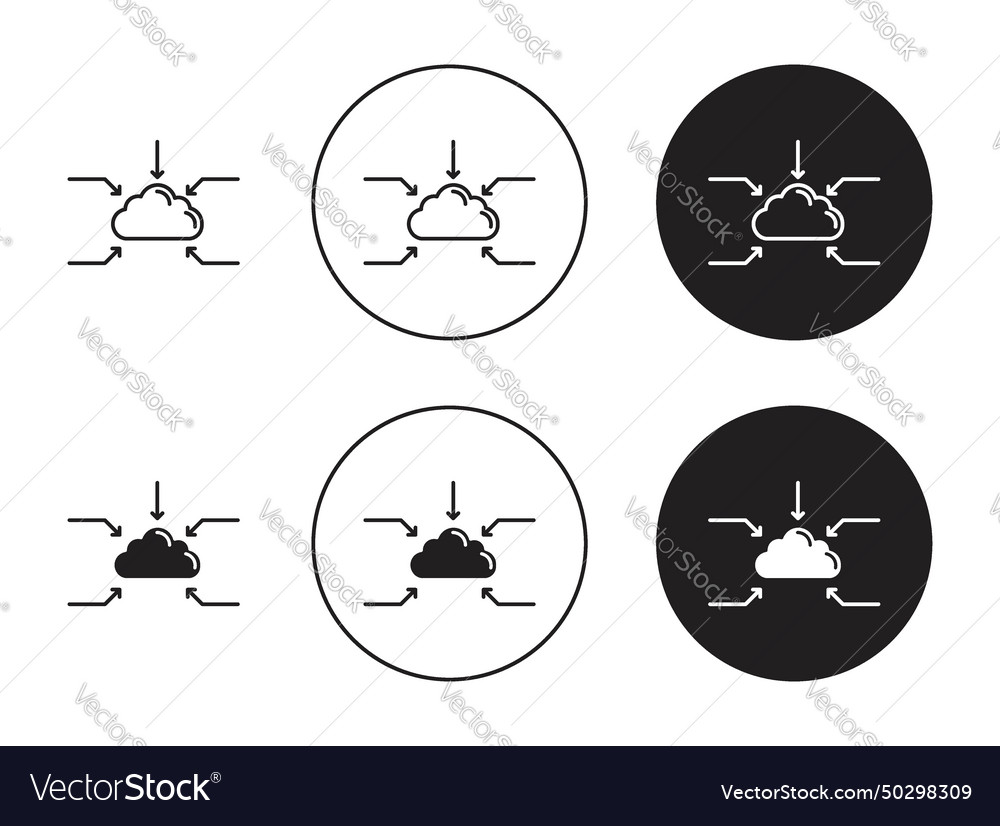 Data aggregation icon set cloud computing