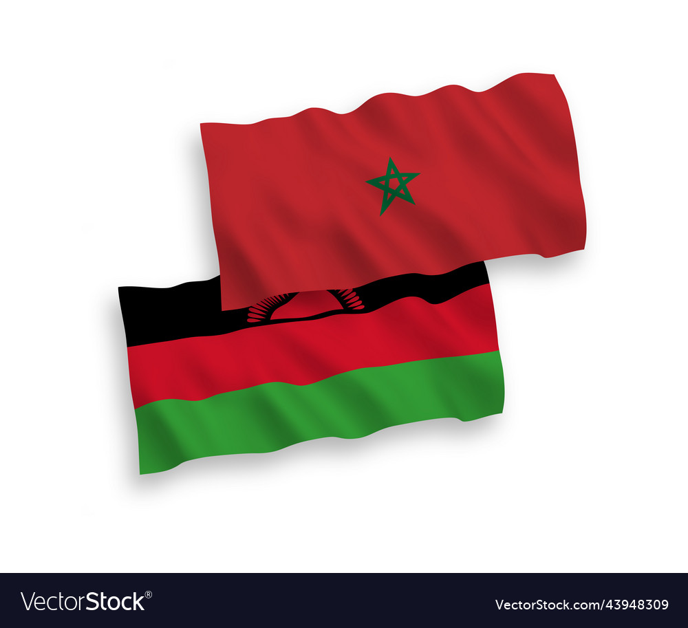 Flags of malawi and morocco on a white background