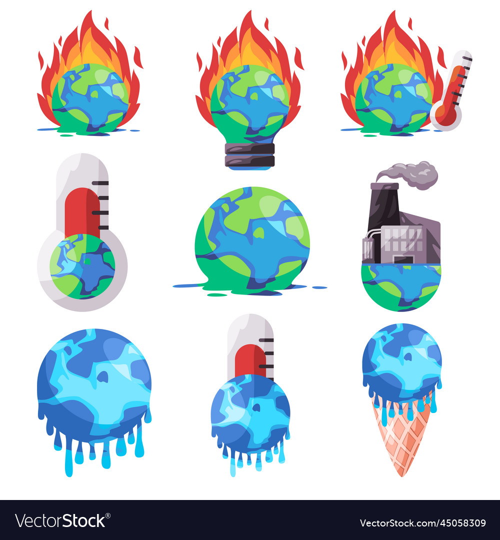 Global warming globe burning climate change Vector Image