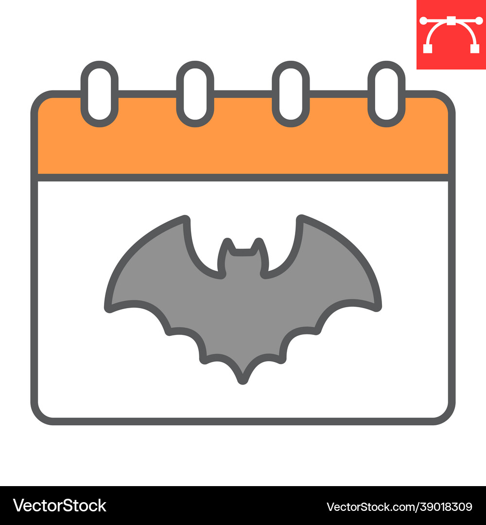 Halloween calendar color line icon Royalty Free Vector Image