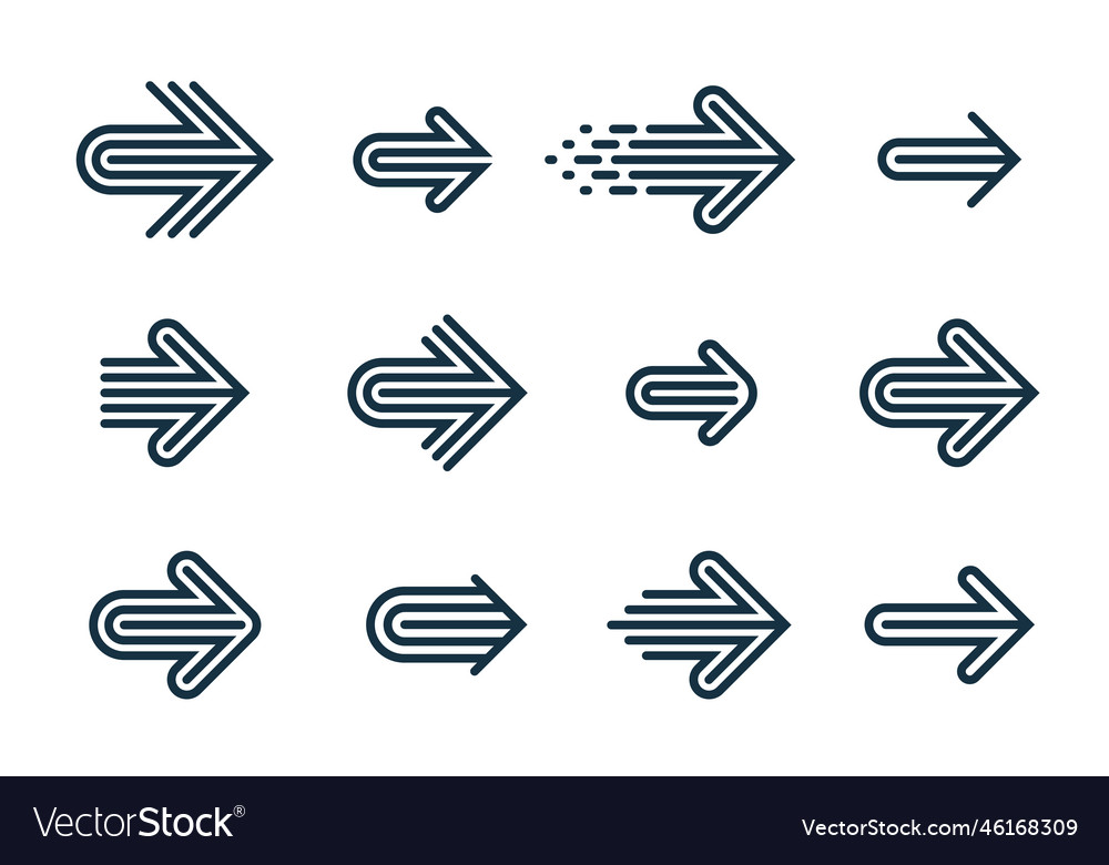 Linear arrow logos set collection of arrows