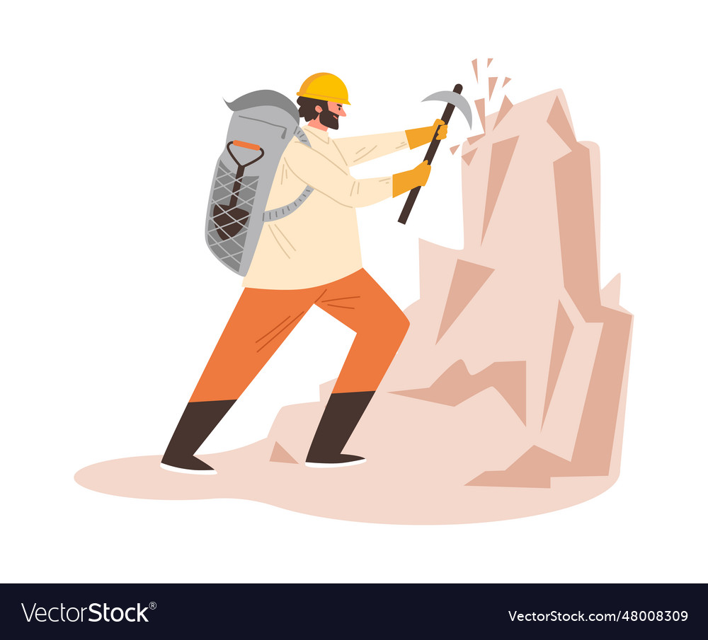 Man working with pickaxe cartoon