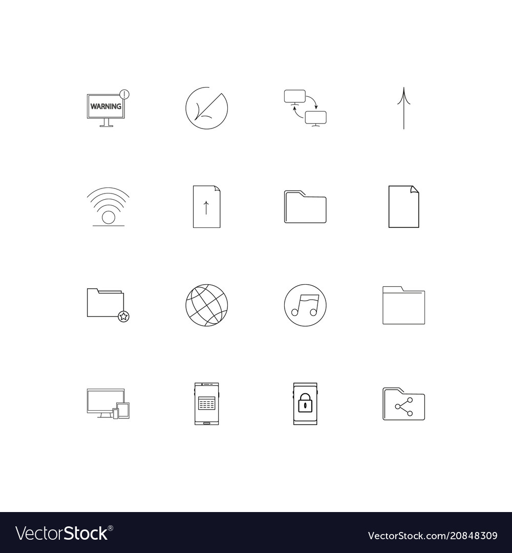 Network and database linear thin icons set