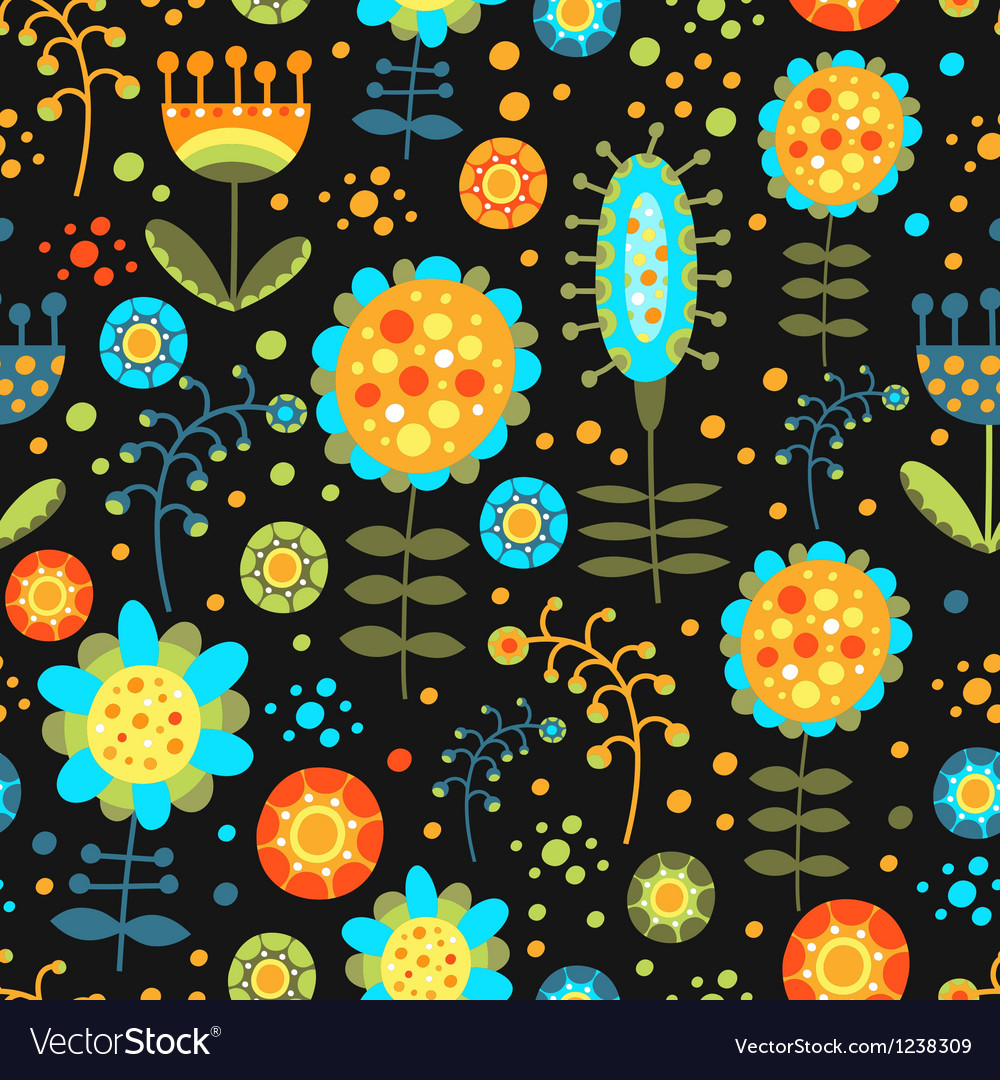 Seamless floral pattern on a dark background