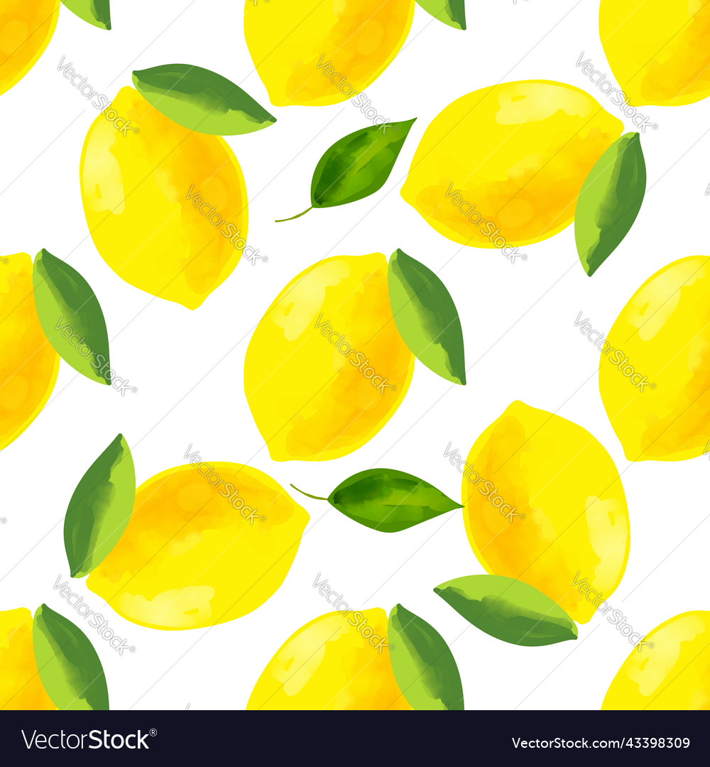 Seamless pattern with lemon and leaves