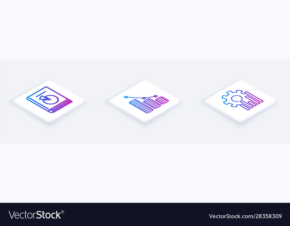 Set isometric line user manual pie chart vector image Set isometric line user manual pie chart