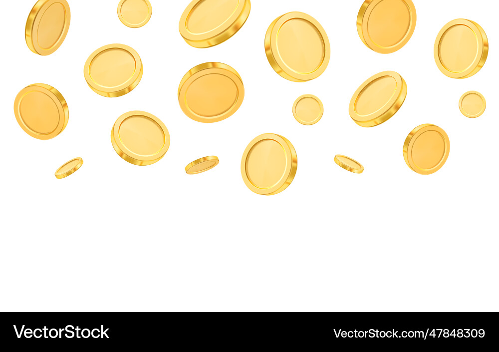 Splash of empty coins falling down animated money Vector Image