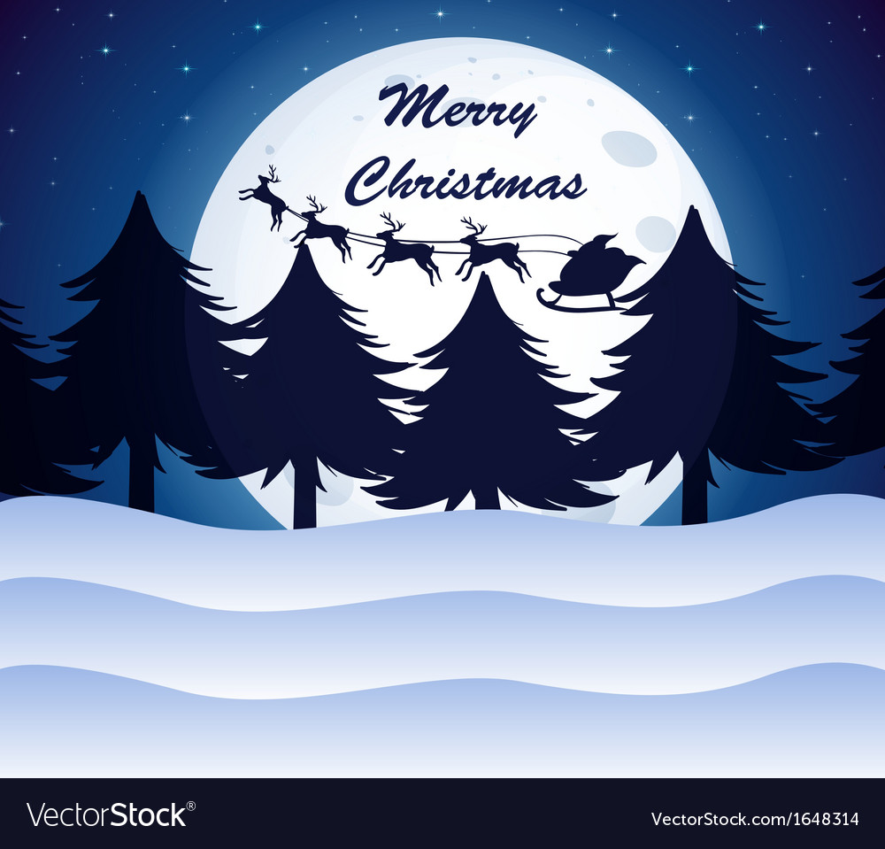 a christmas template with a moon pine trees and vector image