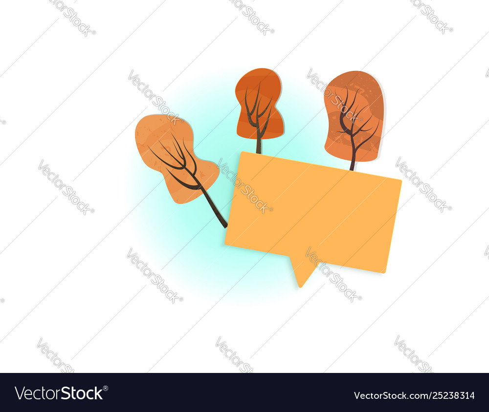 Autumn composition with speech bubble and trees