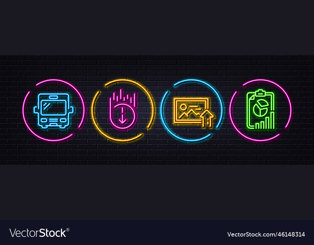 Bus scroll down and upload photo minimal line vector image Bus scroll down and upload photo minimal line