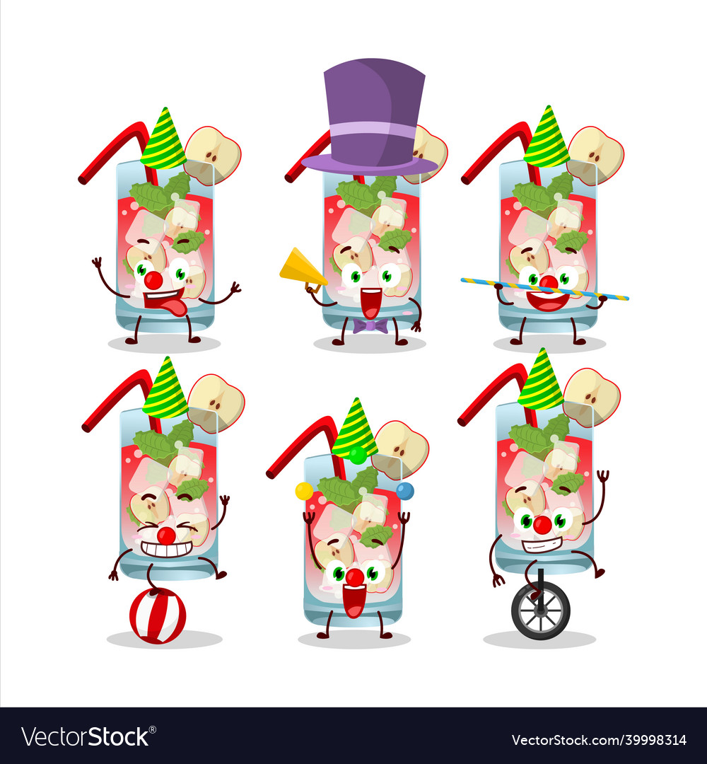 Cartoon character of apple mojito with various