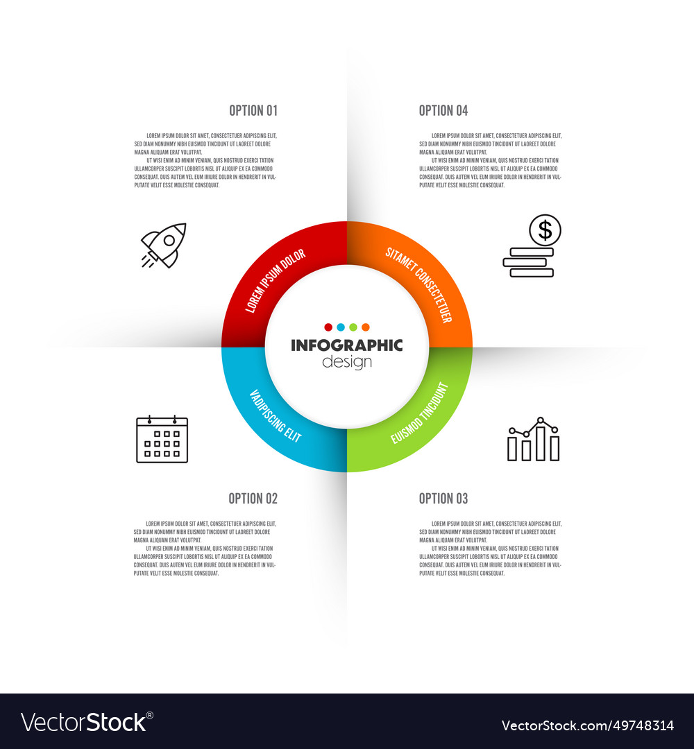Circle chart into 4 option startup project vector image Circle chart into 4 option startup project