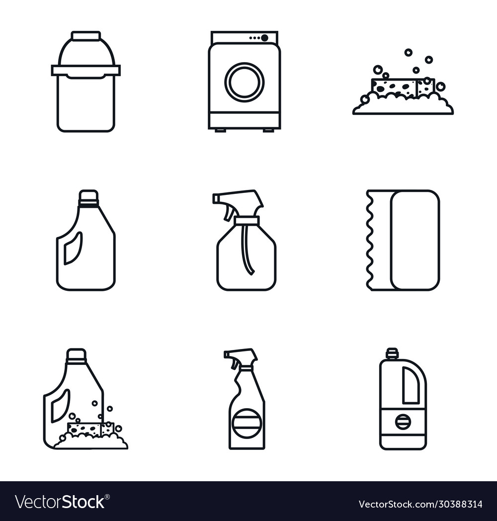 Cleaning service line style icon set design