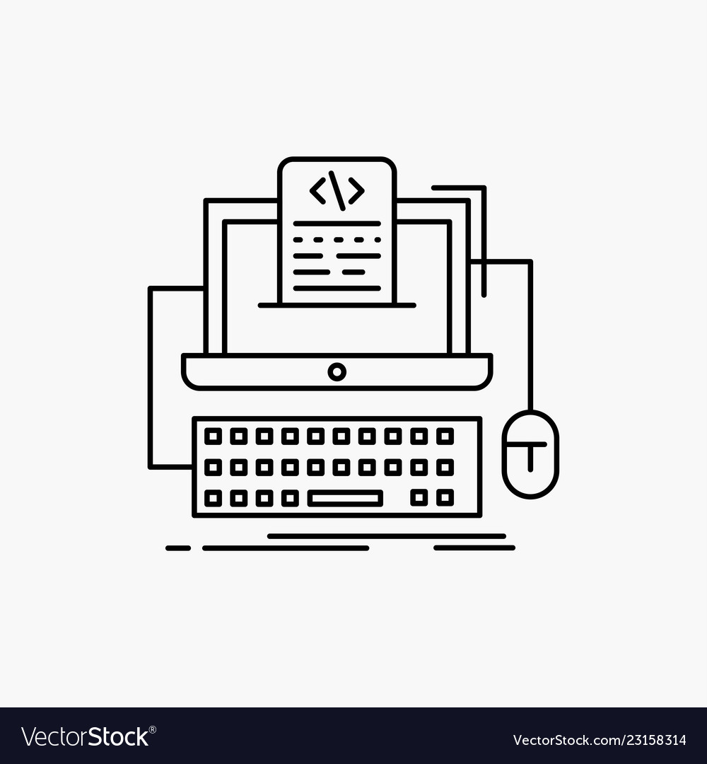 Code Screen Line Icon - Computer