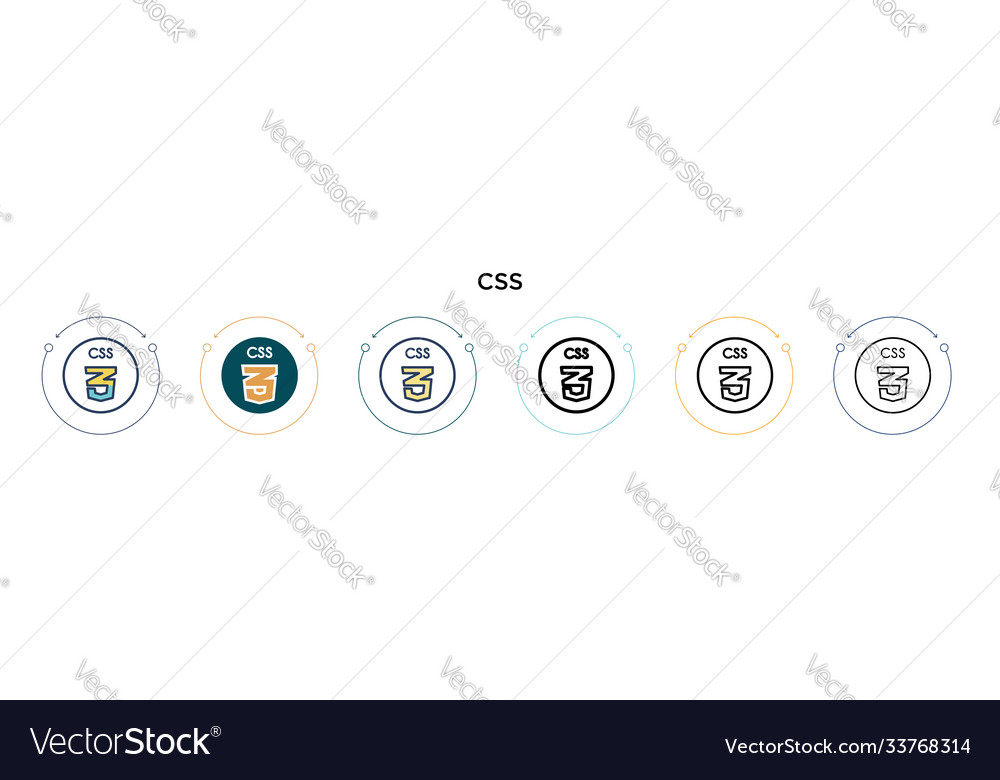 Css icon in filled thin line outline and stroke