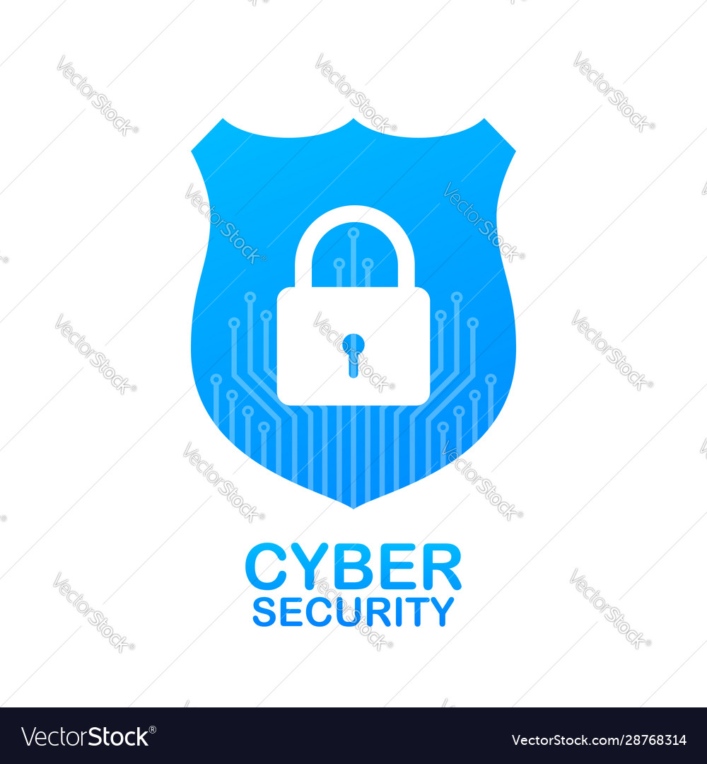 Cyber security logo with shield and check mark Vector Image