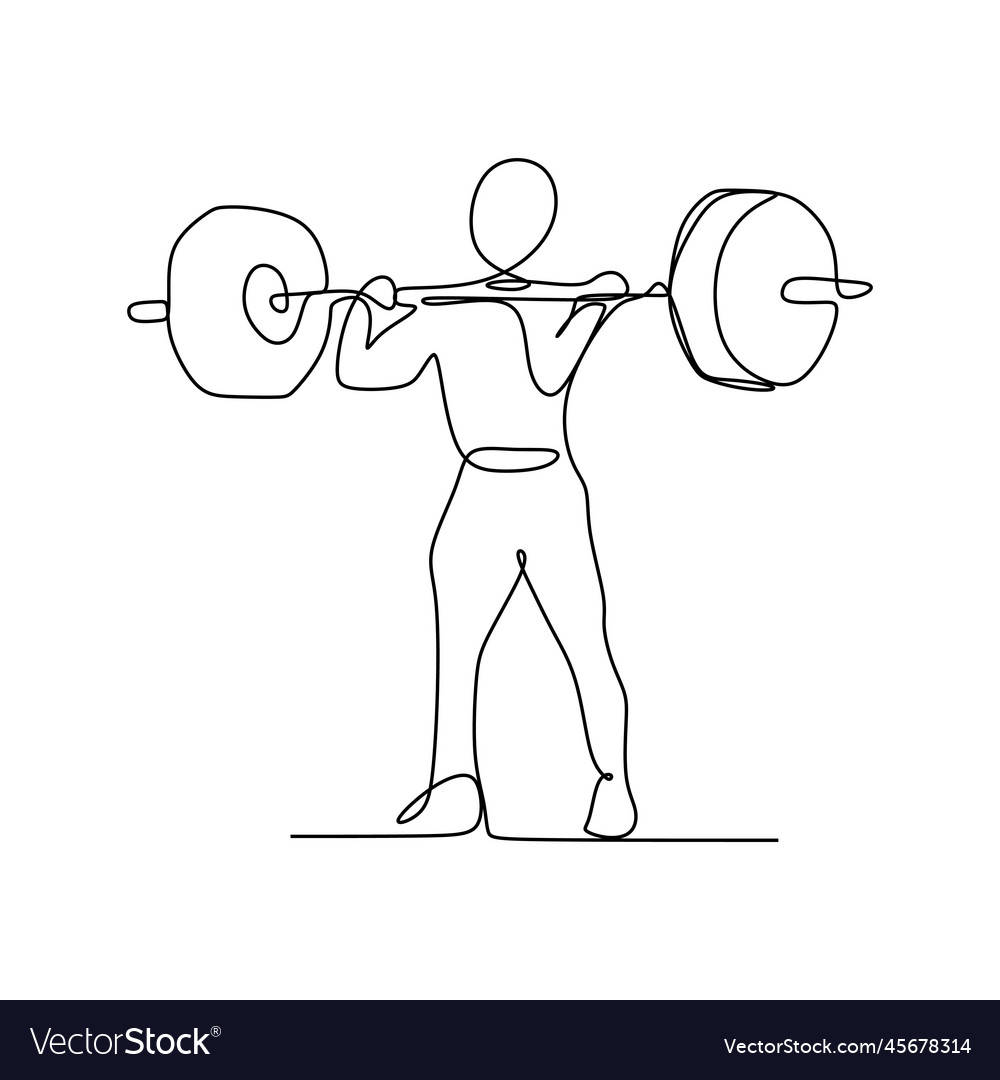 Drawing of a continuous line weightlifting Vector Image Drawing of a continuous line weightlifting