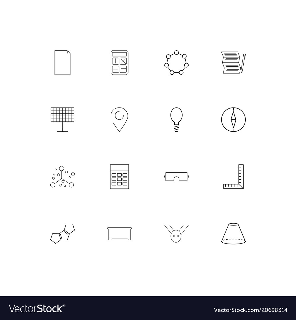 Education and science simple linear icons set