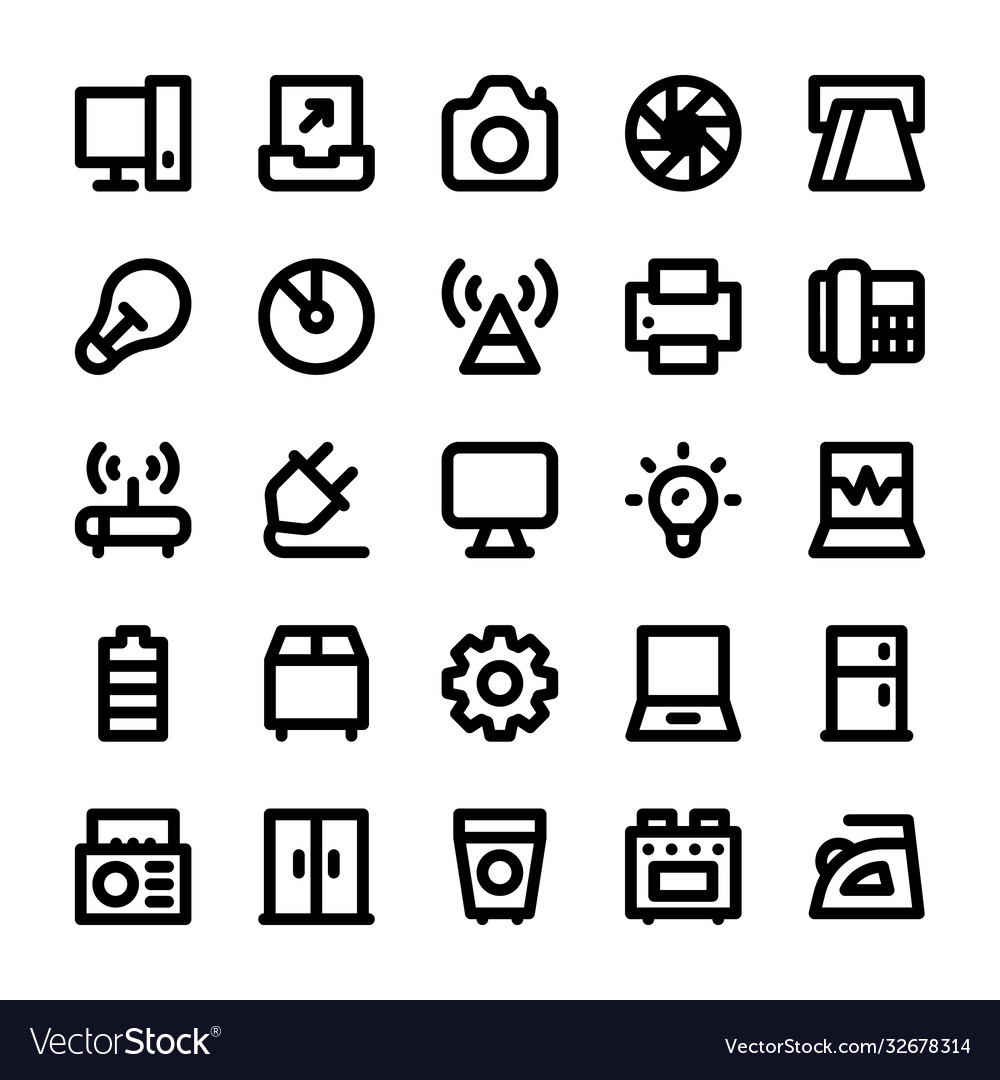 Elektronische Gadgets und Spiellinien-Icons