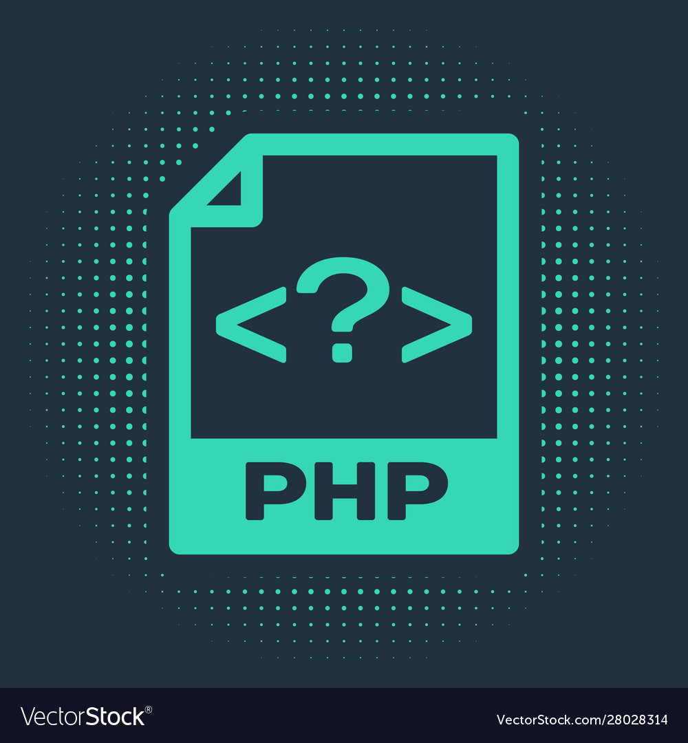 Green php file document download button icon vector image Green php file document download button icon