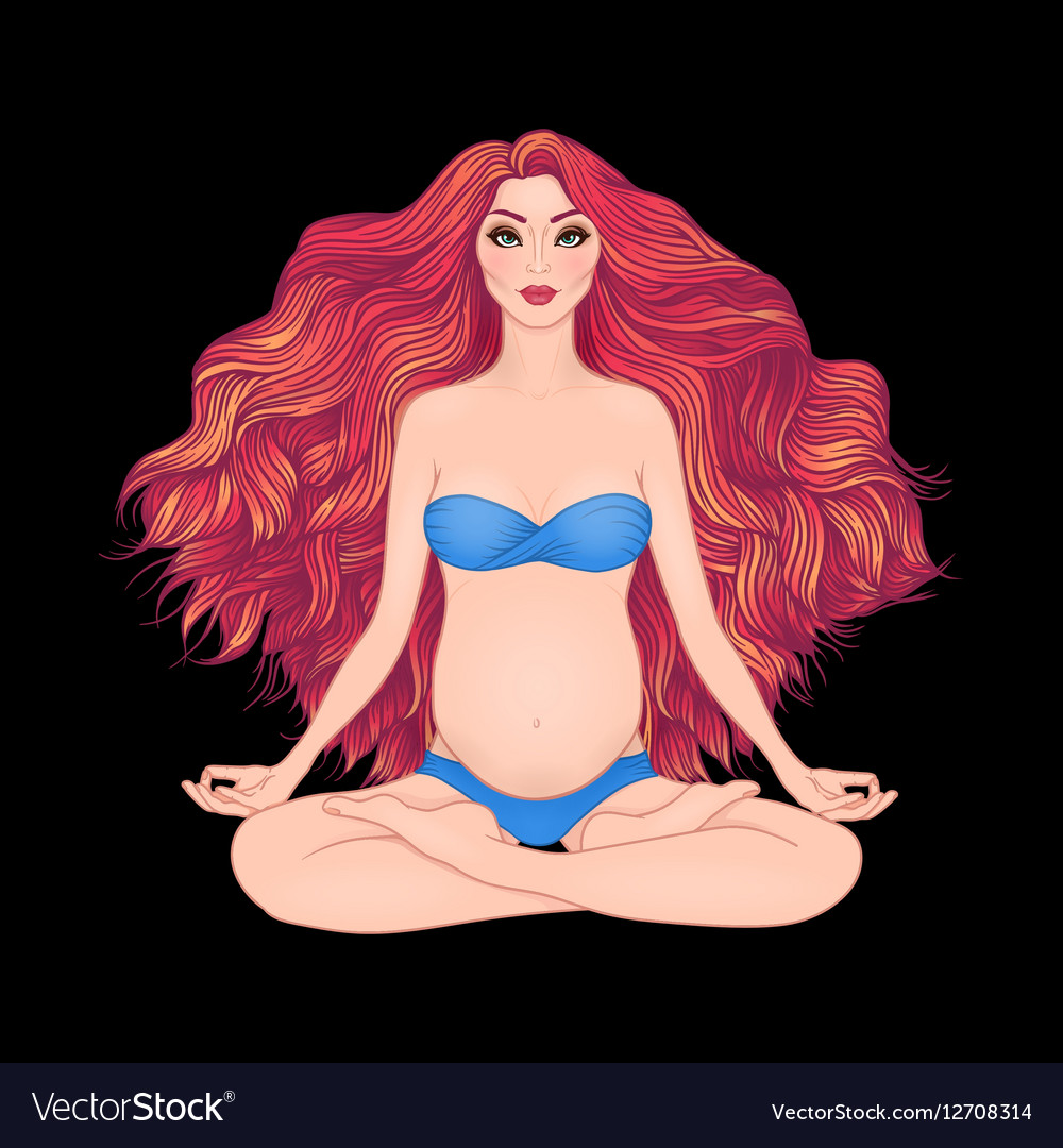 Beautiful young woman sitting in yoga pose Vector Image