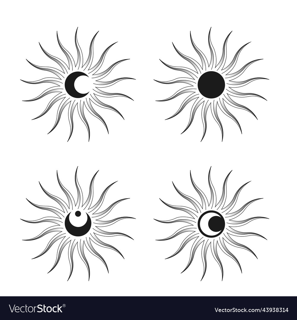 Hand drawn sun and moon with starburst elements vector image Hand drawn sun and moon with starburst elements