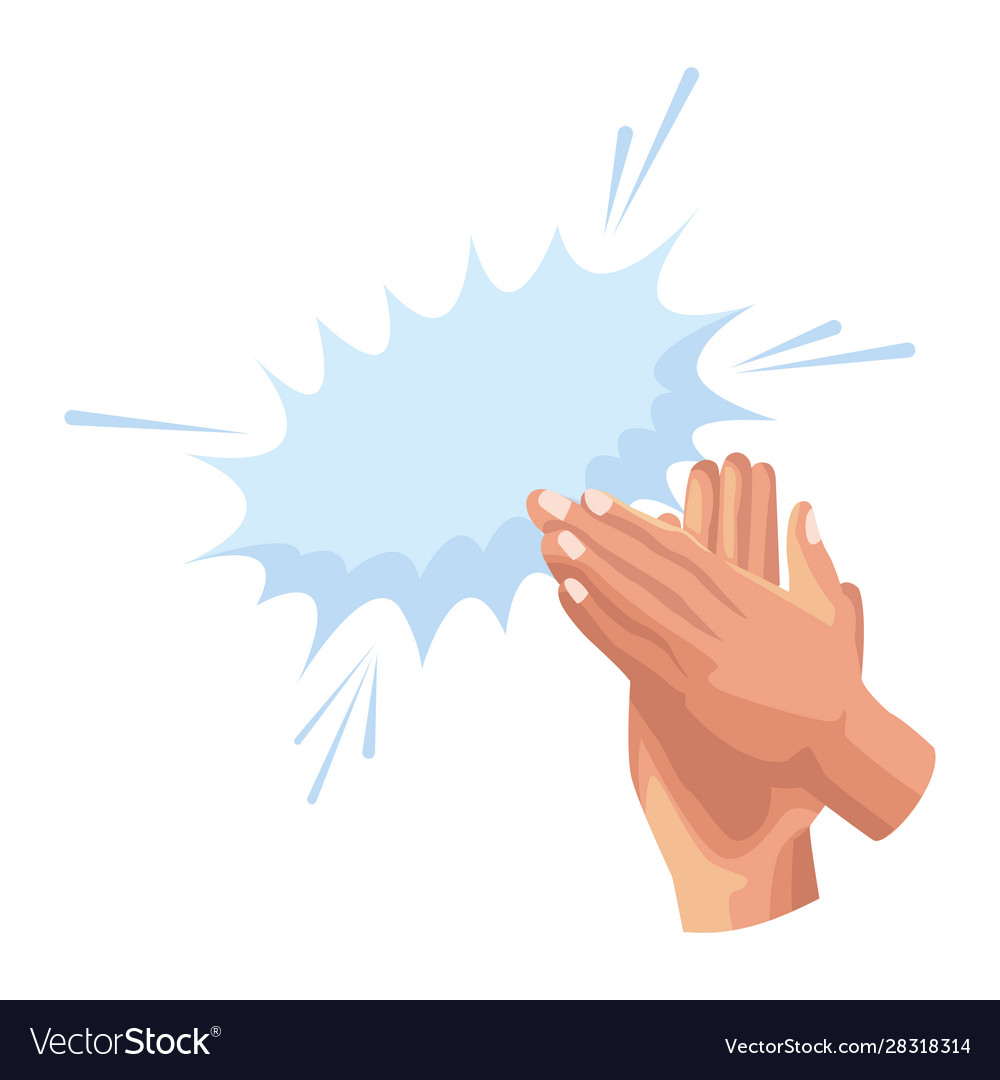 Hands clapping with burst effect icon vector image Hands clapping with burst effect icon