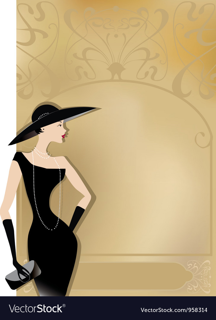 Lady in black at vintage poster