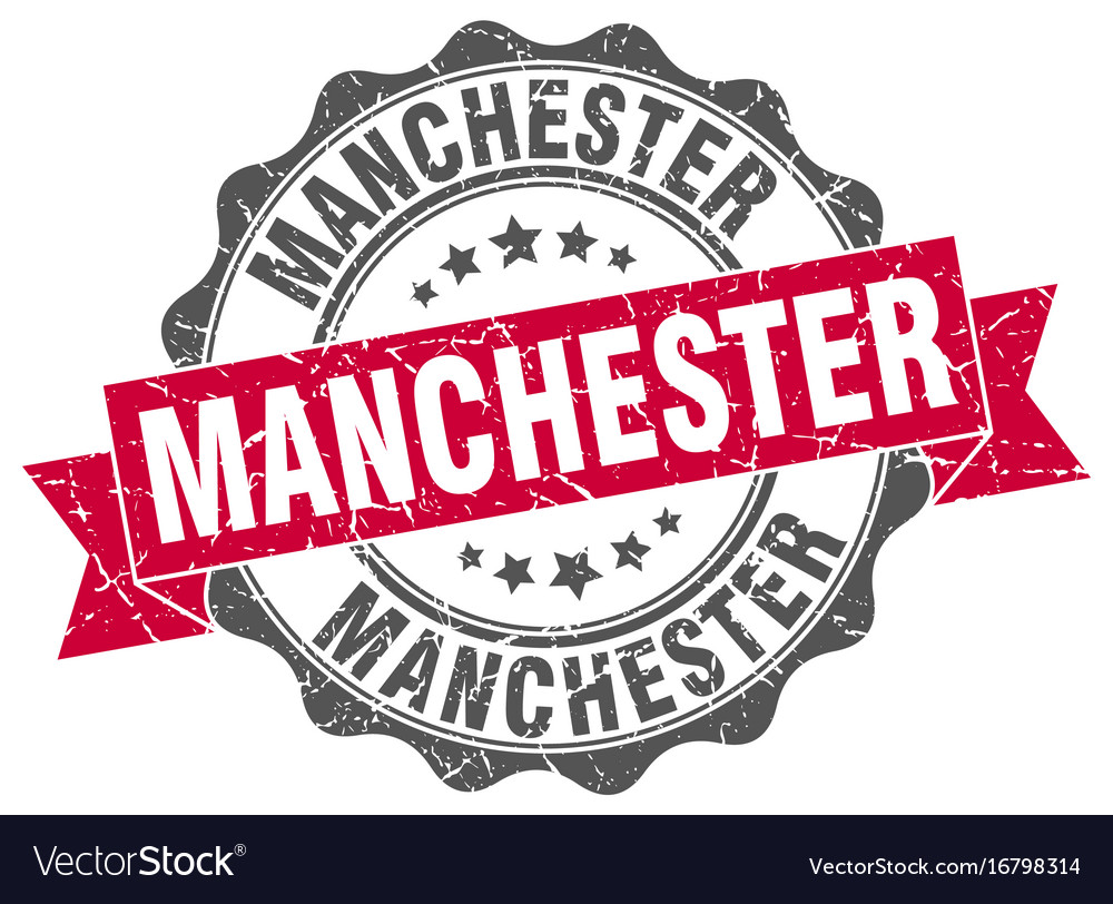 Manchester round ribbon seal Royalty Free Vector Image