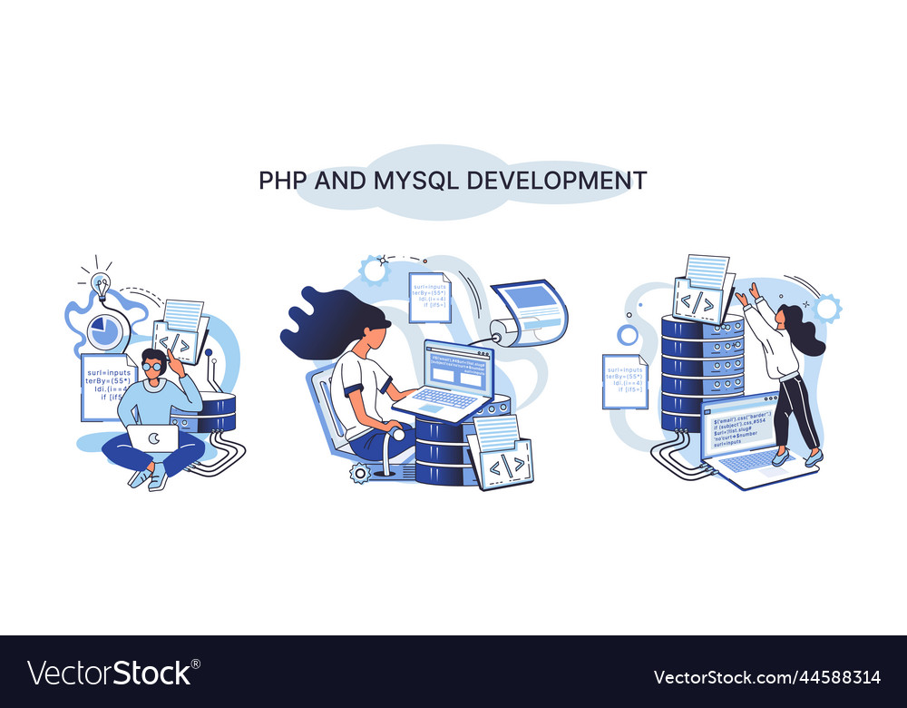 Php und mysql Entwicklungssoftware Webseite vector image Php und mysql Entwicklungssoftware Webseite