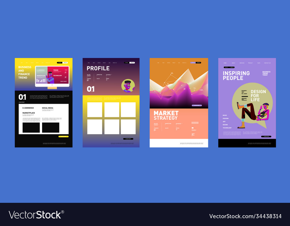 Presentation and website interface layout design Vector Image Presentation and website interface layout design