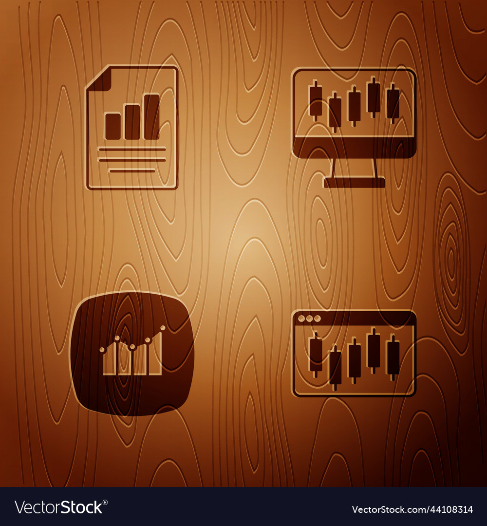 Set browser with stocks market document graph vector image Set browser with stocks market document graph