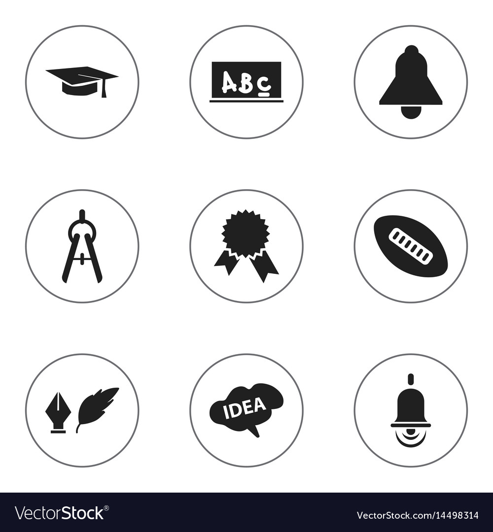 Set of 9 editable university icons includes