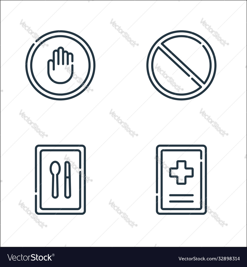 Signals and prohibitions line icons linear set Vector Image Signals and prohibitions line icons linear set