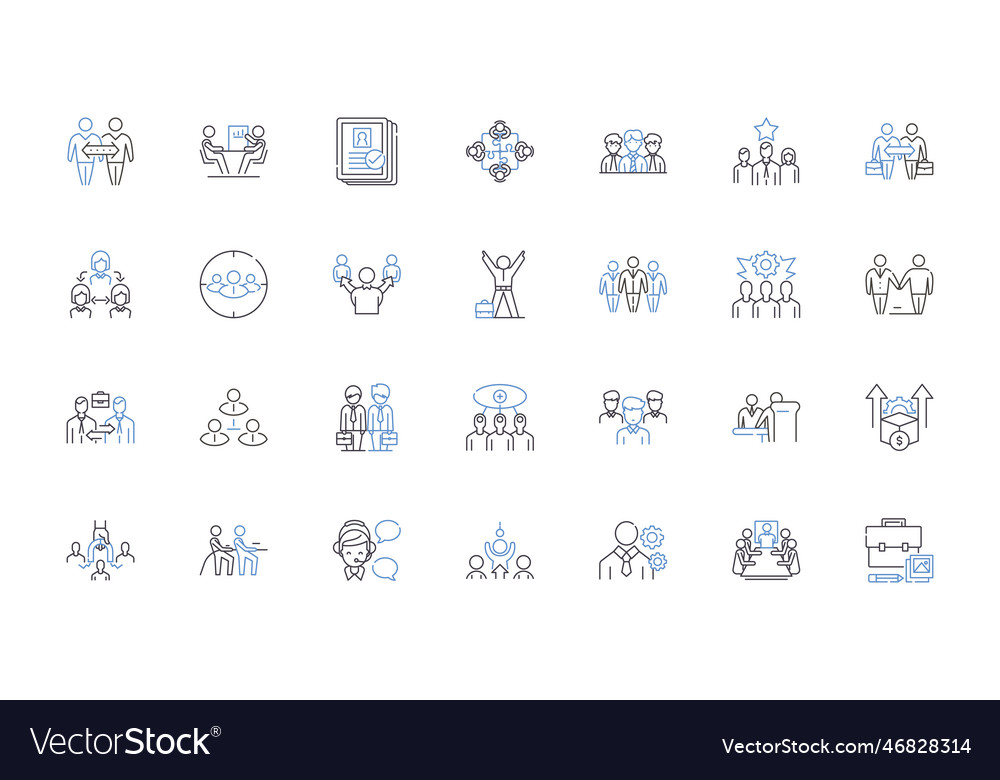 Task delegation line icons collection assignments Vector Image Task delegation line icons collection assignments