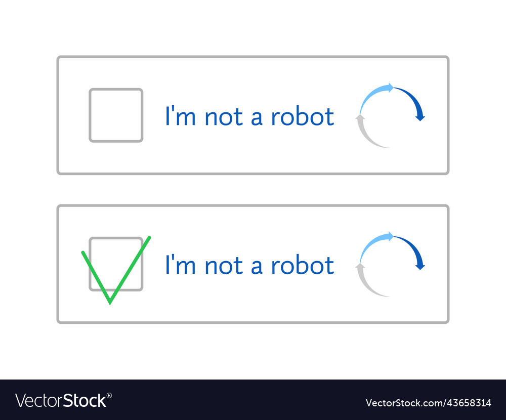 Template for entering captcha im not a robot vector image Template for entering captcha im not a robot