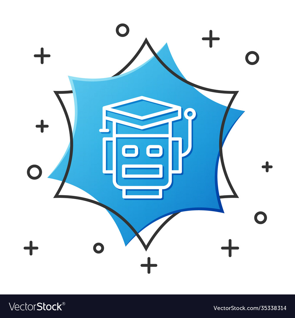 White line robot icon isolated on background vector image White line robot icon isolated on background