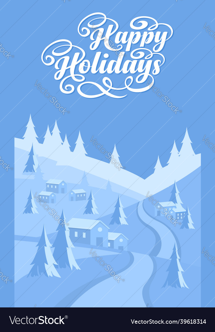 Winter landscape background with text happy