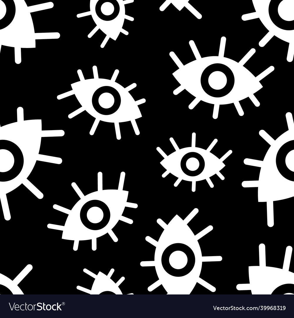 Black and white seamless pattern of abstract eyes