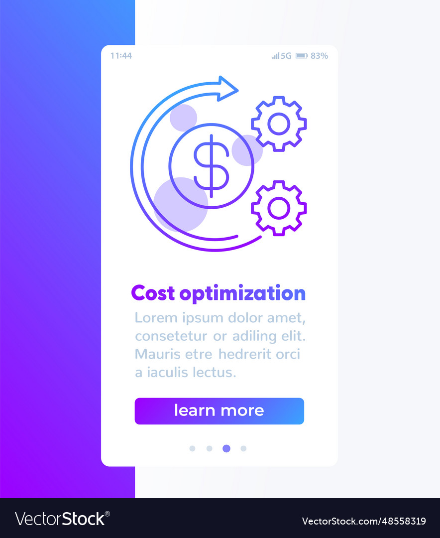 Costs optimization banner design with icon