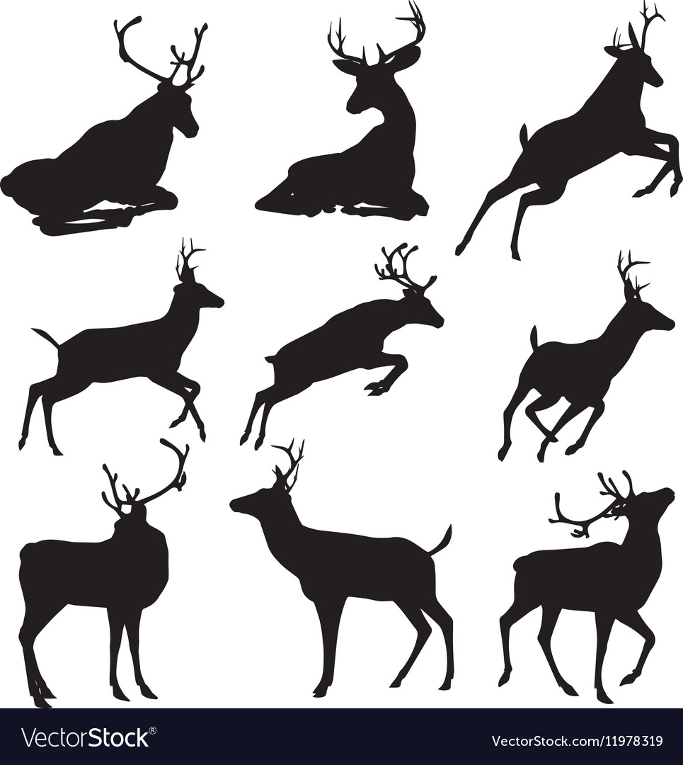 Deer Silhouettes - Set of Nine