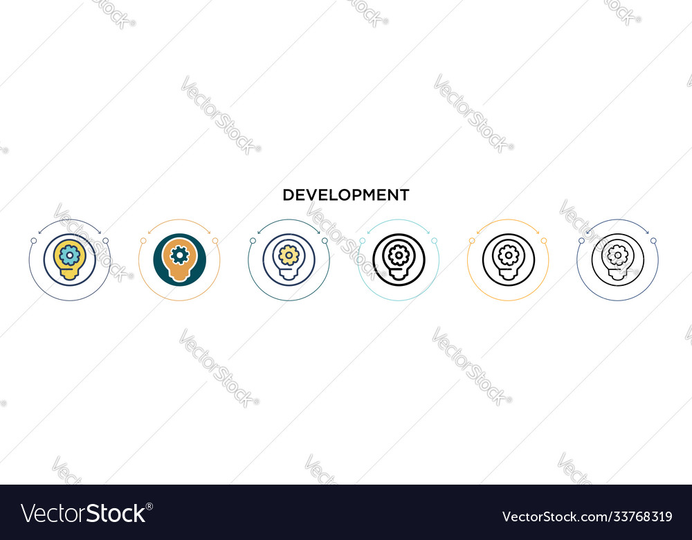 Development icon in filled thin line outline