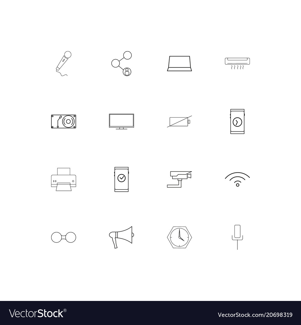 Devices simple linear icons set outlined