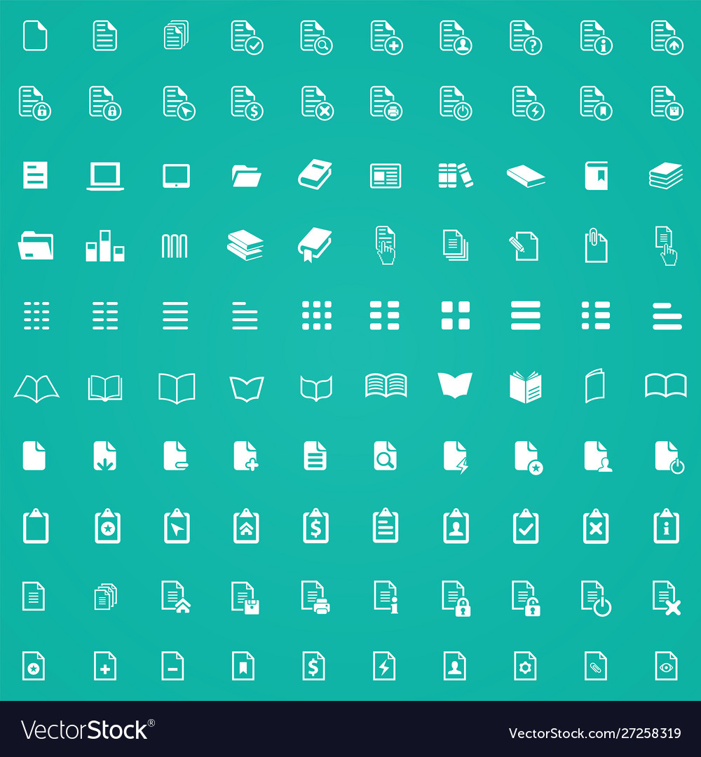 Document 100 icons universal set for web and ui
