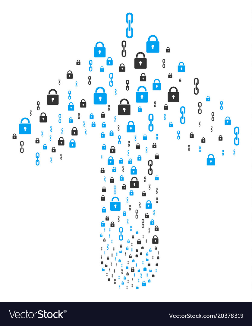 Forward directional arrow figure with blockchain