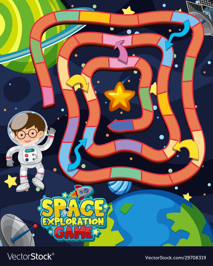 Game template with astronaut in space background vector image Game template with astronaut in space background