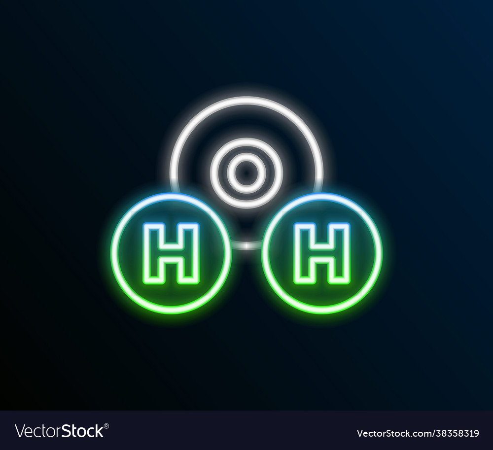 Glowing neon line chemical formula for water drops vector image Glowing neon line chemical formula for water drops