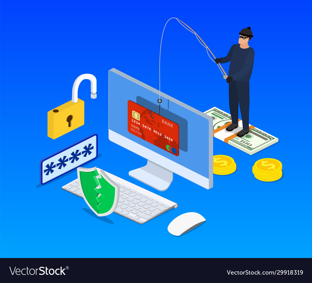 Internet phishing and hacking attack concept